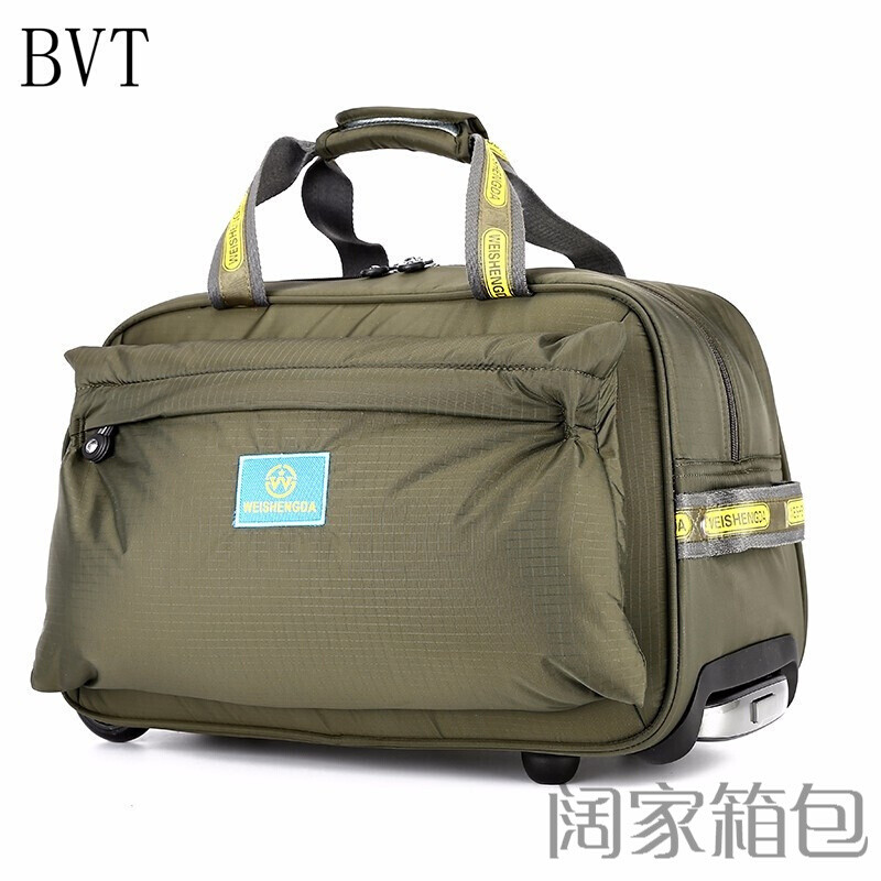 BVT两轮拉杆包防水大容量手提包19寸登机箱包男女休闲行李包手拉旅行袋 墨绿色19寸