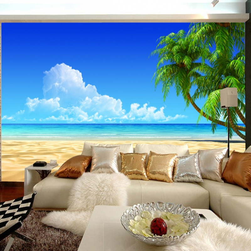 大型立体海景壁纸壁画大海海洋客厅电视沙背景墙墙纸沙滩地中海_1