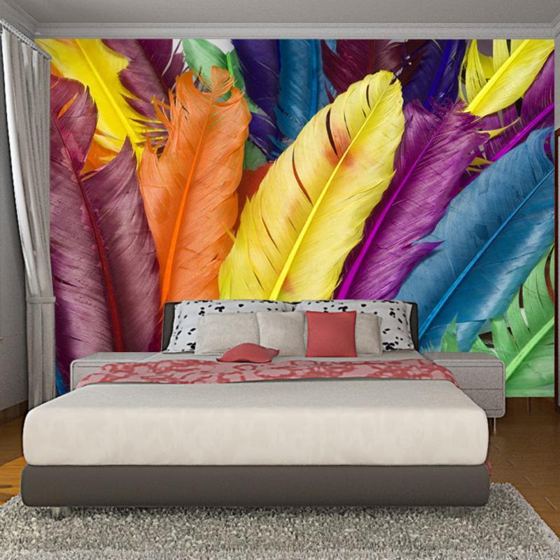 大型壁画3d欧式墙纸床头餐厅卧室客厅背景墙壁纸3D羽毛壁画_9 高档无缝珍珠（整幅）