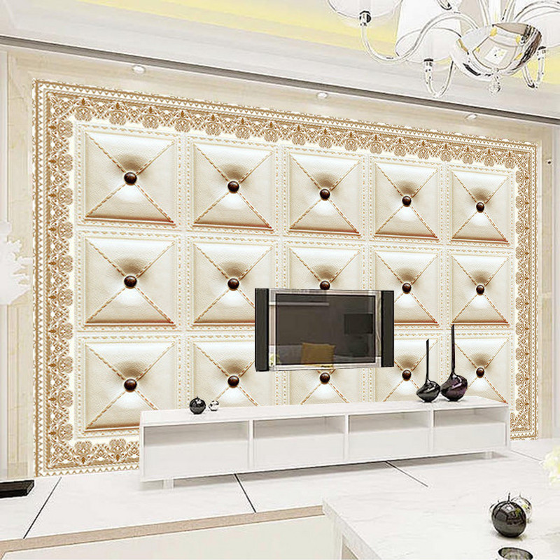 无缝3d欧式软包风格装饰壁纸定制壁画客厅沙墙纸卧室电视背景墙 无缝油画布（整张/平方）
