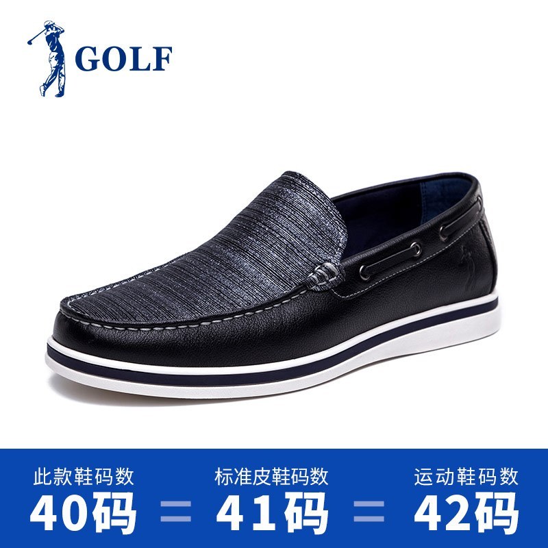 GOLF/高尔夫男鞋时尚休闲鞋英伦男士休闲皮鞋男青年套脚潮鞋_2 黑色 37