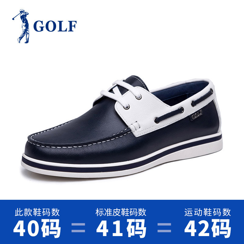 GOLF/高尔夫海军风休闲帆船鞋男时尚轻便百搭舒适休闲皮鞋子男_2 蓝色 38