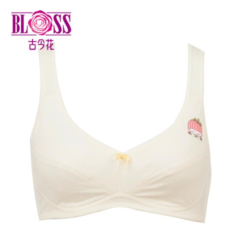 BLOSS/古今花小胸全罩杯无钢圈舒适聚拢少女文胸罩内衣女0DS12 75A 白色