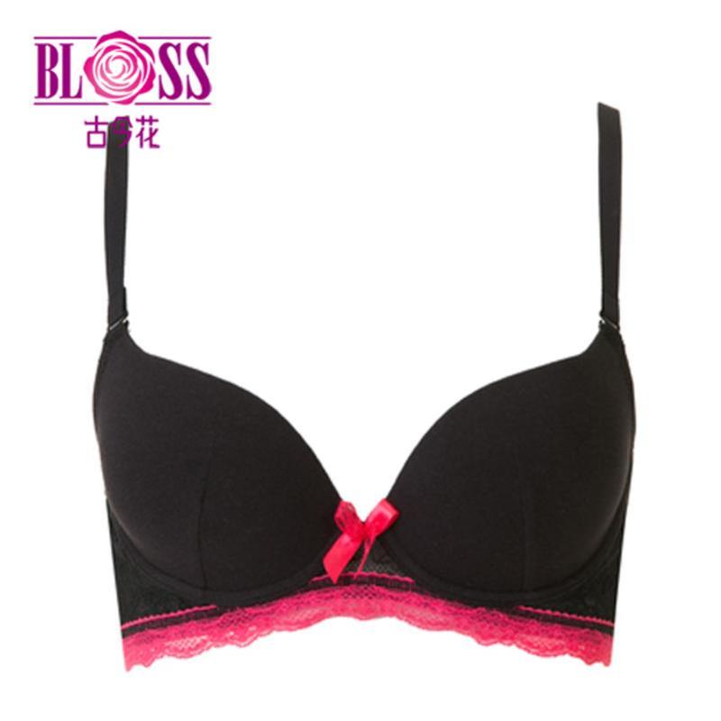 BLOSS/古今花小胸3/4光面时尚定型杯聚拢少女文胸罩内衣女0GS62 70B 纯黑