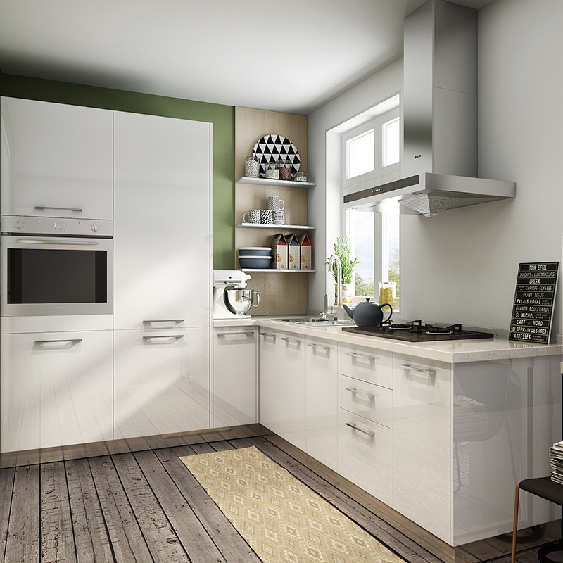 多彩阳光 美厨uv漆现代简约厨房定制 3米地柜 3米台面 1米上柜 三幅钢