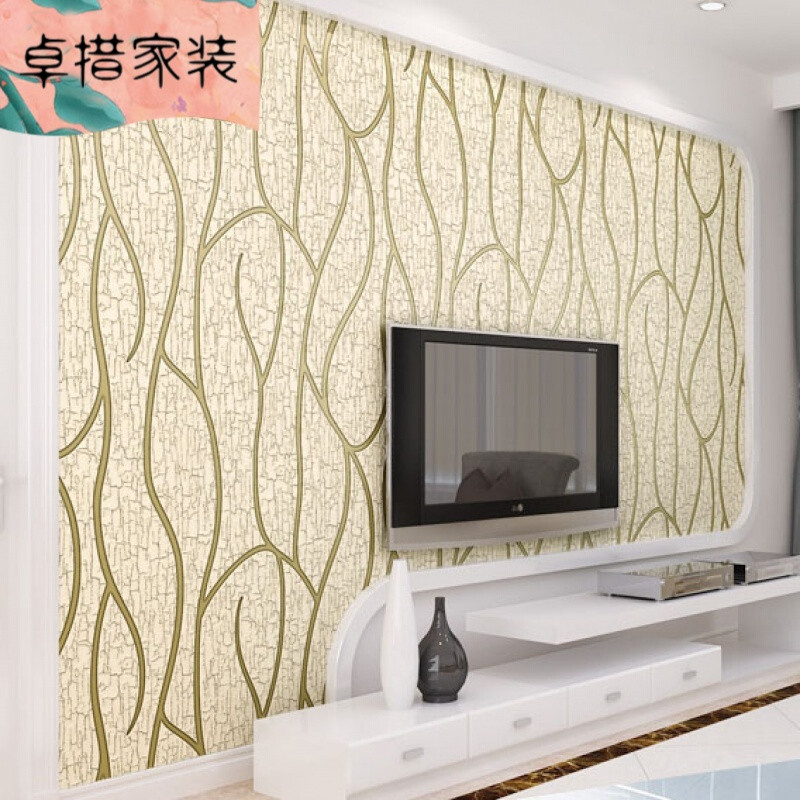 简约现代几何条纹3d立体无纺布墙纸客厅卧室床头电视墙背景墙壁纸烟灰色96602仅墙纸 米黄色96606