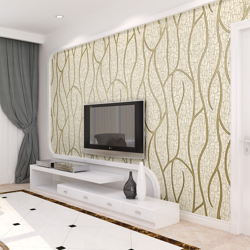 电视背景墙壁纸现代简约客厅卧室无纺布墙纸曲线条纹素色3d影视墙深