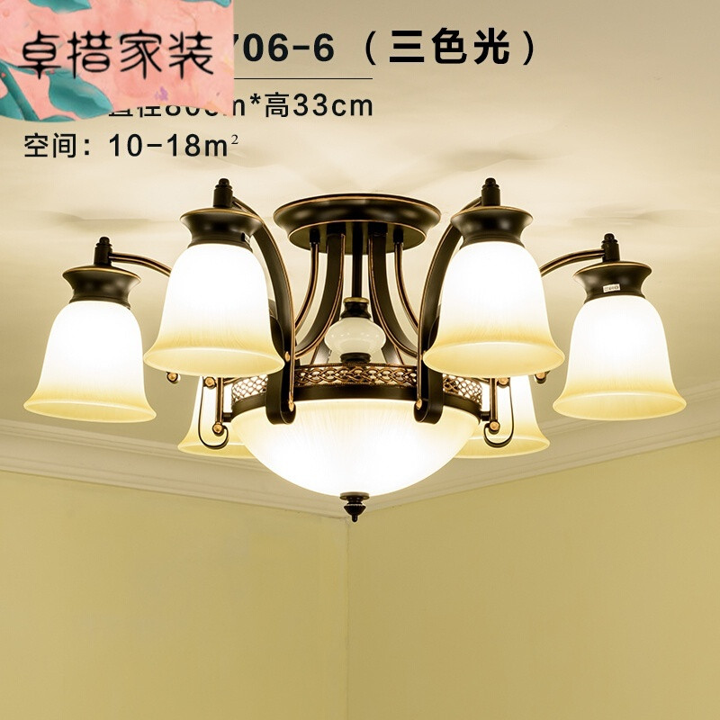 美式客厅灯简约现代大气家用餐厅卧室灯复古北欧LED客厅吸顶灯具 【6+3】配可调色led