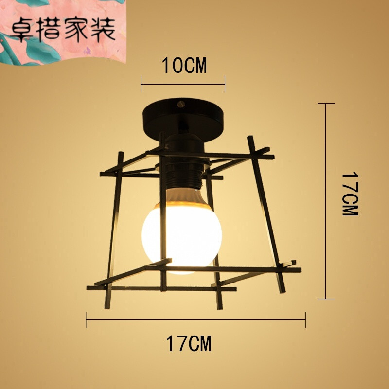 美式简约过道灯走廊灯北欧玄关铁艺阳台灯厅吸顶灯入户卧室灯具_1 黑色L款吸顶配9瓦