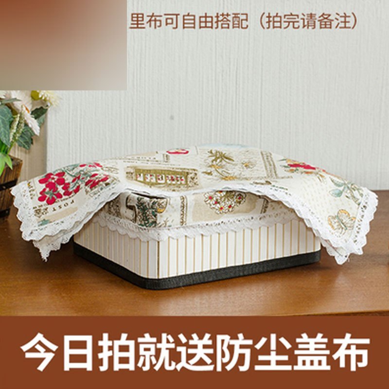 竹篮子茶几竹编收纳筐收纳篮桌面厨房客厅宜家用韩式复古布艺田园多色多款多功能生活日用收纳用品_3 白色田园