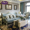 欧式布艺沙发组合整装奢华法式实木小户型简欧沙发客厅家具 深色框架浅兰色布款