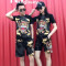 Rogosky港系潮牌2018年夏季烫钻柳丁老虎头印花套装短袖T恤休闲短裤情侣装时尚潮流两 3XL（170-190斤） 默认颜色