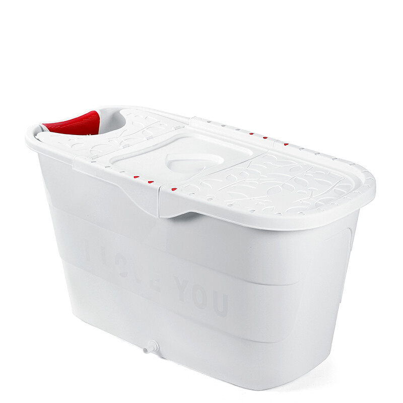 洗澡桶加厚塑料家用全身浴桶儿童泡澡桶大号浴盆浴缸有盖1.22米加厚款蓝色身高195以内适用_2 ilove小款靠枕款白色身高180以内体重160