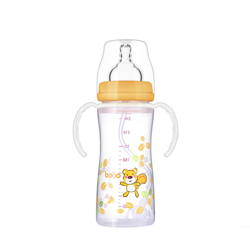 乐儿宝（bobo）婴幼儿PP宽口径奶瓶260ML（黄色）适用年龄12月以上
