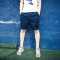 夏季男士休闲短裤韩版潮流五分裤港风宽松薄款男生裤子夏天运动裤_2 4XL 月蓝色