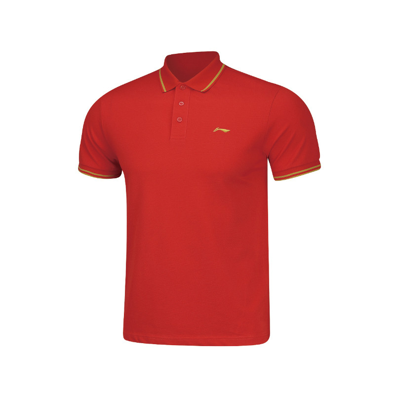 李宁运动T恤短袖夏男装修身polo衫 3XL 红色