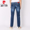 皮尔卡丹（pierre cardin）0800-203811 2018春夏新品男装直筒微弹磨白水洗牛仔裤 33(2尺6) 蓝色