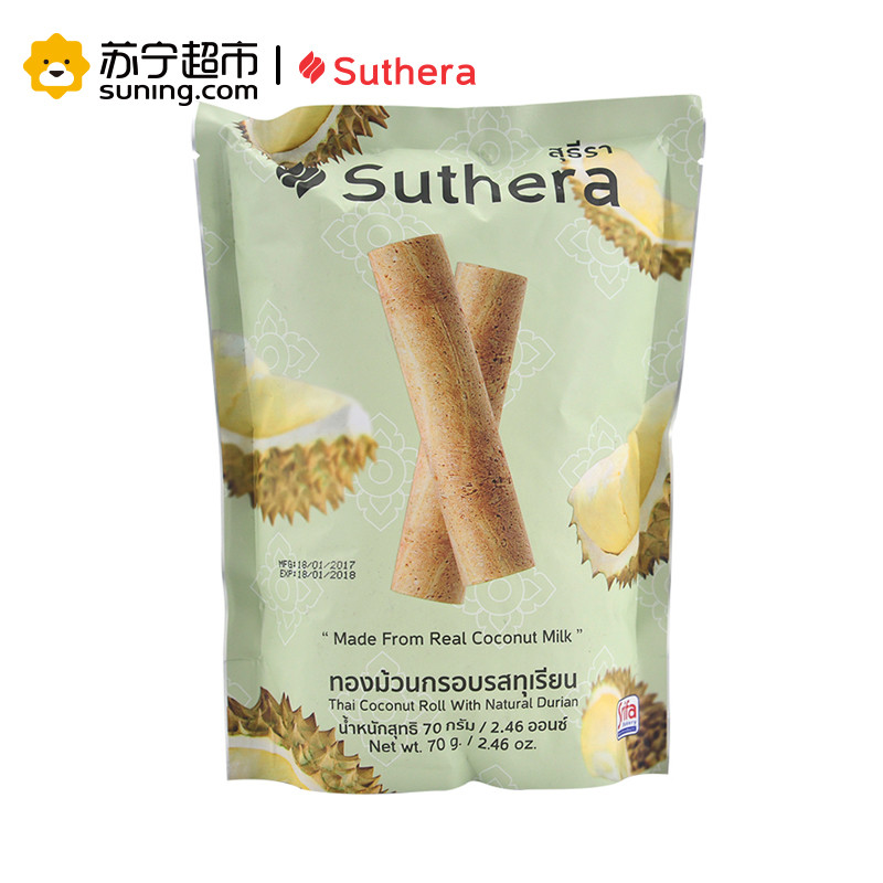Suthera 苏提拉泰趣卷（榴莲味卷装饼干）70g 泰国进口饼干