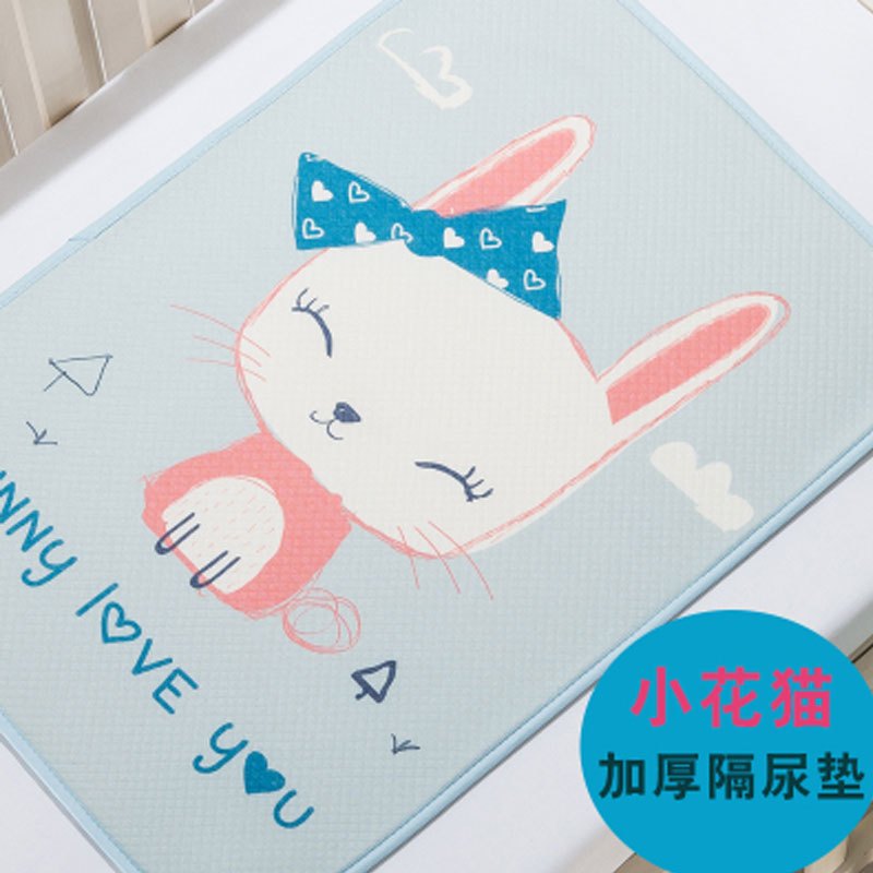 新生儿尿垫婴儿可洗床垫儿童宝宝隔屎垫巾月经垫子可爱卡通清新男宝宝女宝宝四季通用隔尿垫 小花猫针织加厚四季款50*70