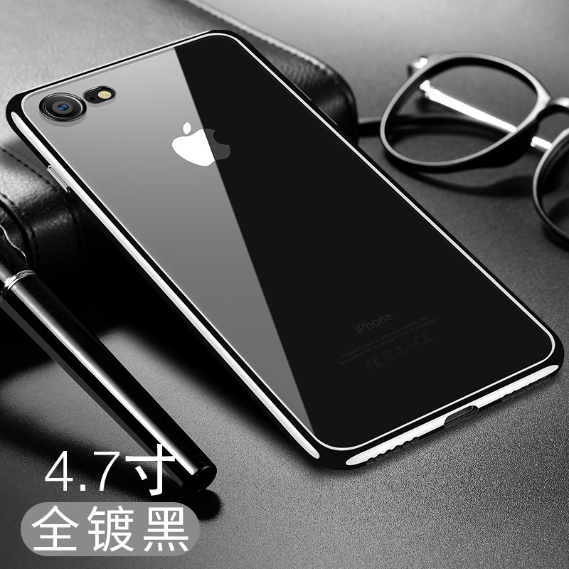 卡斐乐 苹果iphone7/8/plus手机壳/保护套 透明软硅胶全包边防摔7P/8P男女款电镀超薄软壳简约商务 苹果iphone7/8-黑色-全镀款
