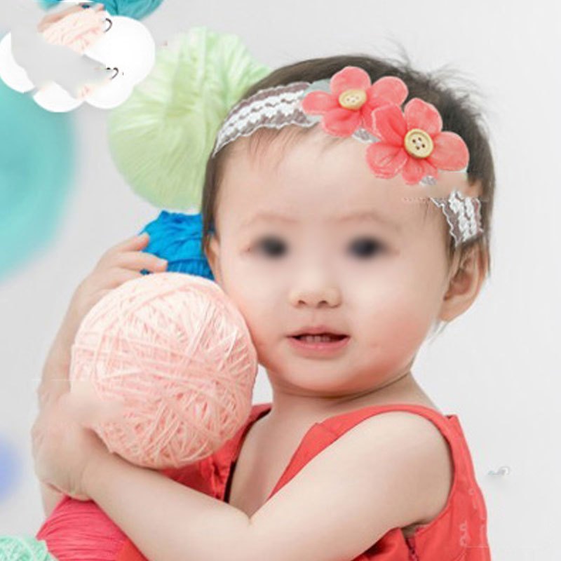 婴儿发带女童宝宝发饰 韩版小女孩头花儿童头饰品简约小清新四季可用小朋友头带婴童头饰 西瓜红139.扣子小花西红