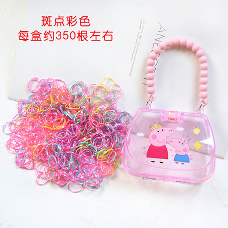 儿童发饰小号宝宝发圈糖果色一次性皮筋女童扎头绳手提盒装小朋友头绳简约小清新婴童头饰 斑点彩色