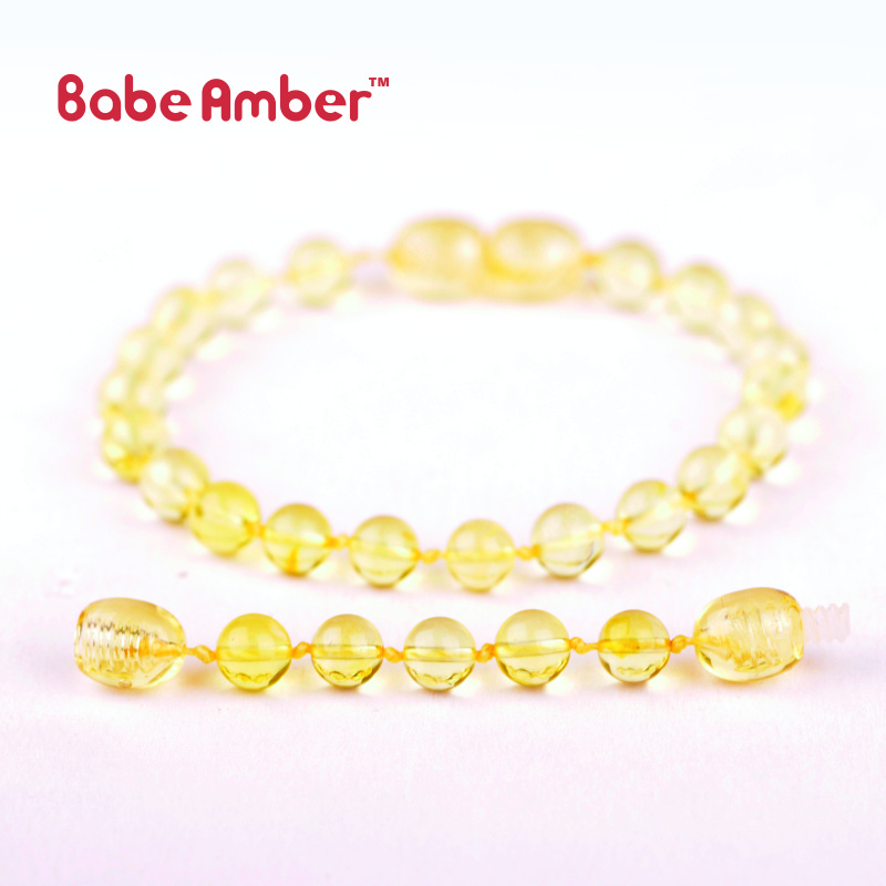 宝宝琥珀（BabeAmber）天然儿童宝宝琥珀蜜蜡链出牙疼痛流口水 镇静安神婴儿满月礼物 茶色(Cognac) 茶色(Cognac)L:15CM+5CM