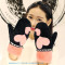 韩版卡通手套女冬可爱加厚毛绒手套冬天保暖包指手套可爱全指手套西瓜红(爱心款)均码 松绿色(小熊款)