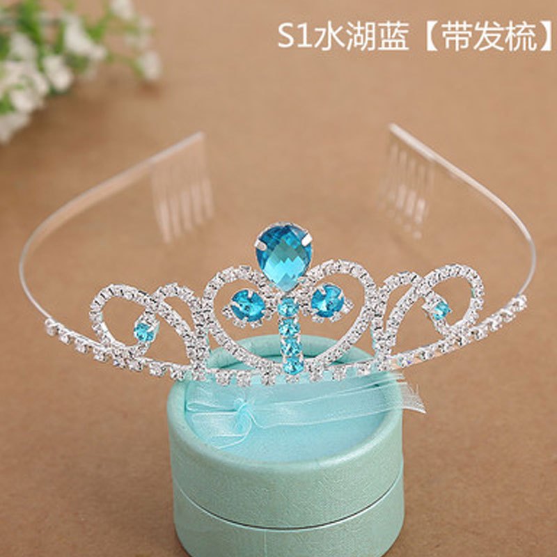 韩版儿童皇冠发箍可爱水钻女童发饰宝宝王冠发卡索菲亚头饰小清新女孩子 婴童头饰 S1绿色【带发梳】索菲亚