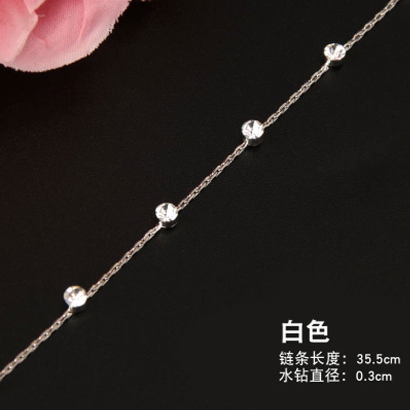 儿童编发链新娘盘发编发链条女童头饰水钻彩色饰品小女孩清新发饰四季通用婴童头饰 单钻编发链白色