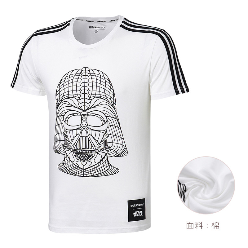 adidas阿迪达斯NEO男子短袖T恤2018新款星球大战休闲运动服CV6998 3XL CV9384白+黑