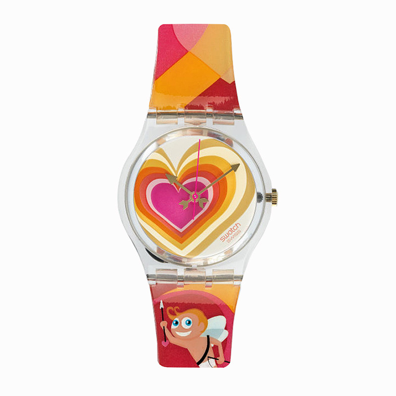 斯沃琪（Swatch）手表 经典色彩密码系列 创意爱心石英男女表GE107 GE107