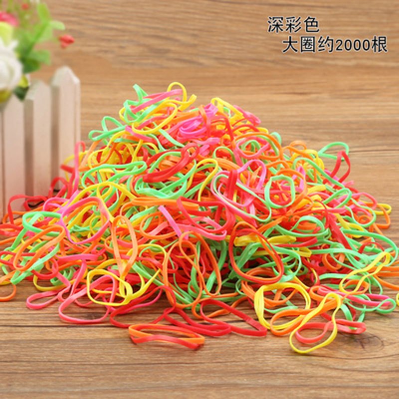 女童发饰头绳橡皮筋儿童皮筋宝宝发绳一次性小孩发圈不伤发小圈大圈多色小女孩四季通用婴童头饰 16.深彩色大2000根