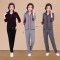 锋非凡 2019新款中老年运动套装女春秋大码三件套卫衣中年运动服女妈妈装40-50岁外套 浅灰色 L_建议90-110斤