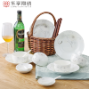 乐享 碗碟套装家用实用骨瓷餐具套装碗盘子碗筷碗具景德镇餐具陶瓷 16头白金花语