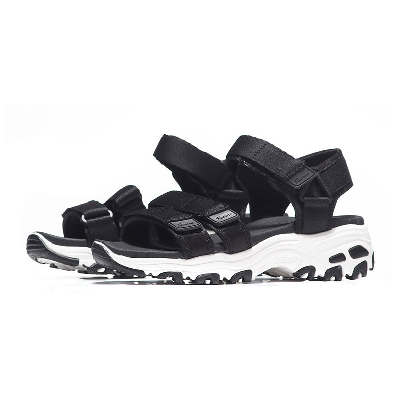 Skechers斯凯奇女凉鞋D‘lites厚底魔术贴休闲鞋31514 31514/BLK黑色 38码