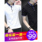 【买一送一,99元2件】短袖t恤男2018夏装新款韩版修身半袖体恤翻领polo衫男装衣服1525754178463 M 802灰色+808白橙