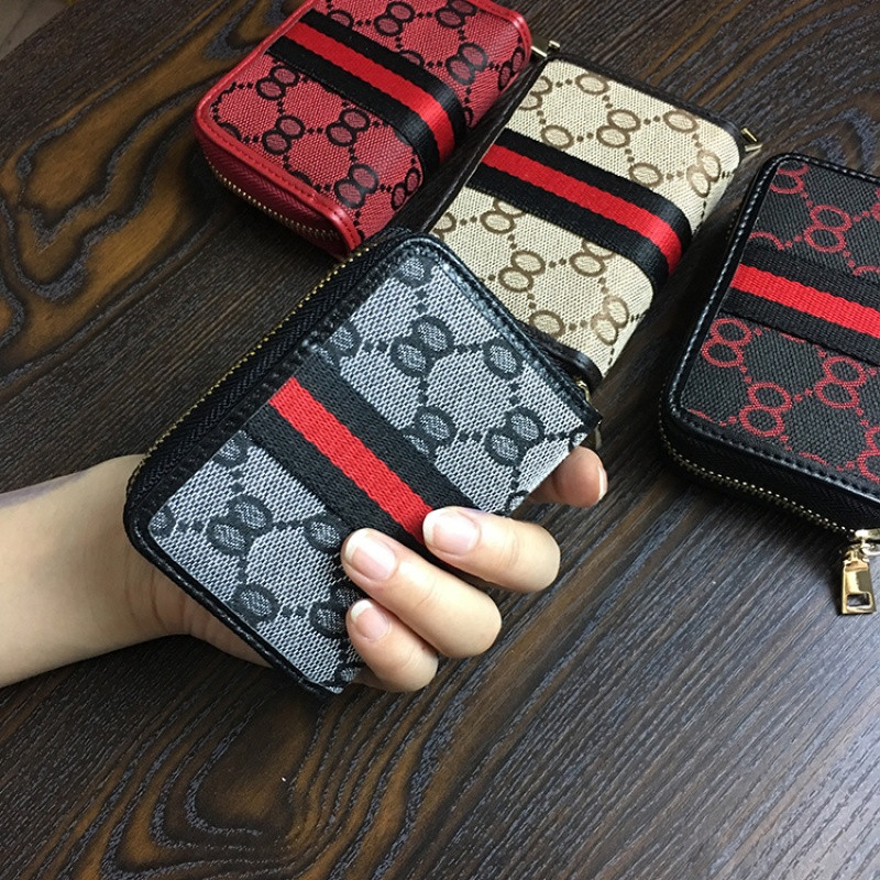 新款帆布卡包女式多卡位卡片包日韩男士拉链风琴驾驶证零钱包_2 灰色