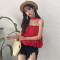 2018夏季新款宽松性感挂脖细带短款百搭无袖蓬蓬吊带背心上衣女装 均码 白色