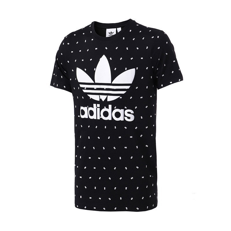 adidas阿迪达斯三叶草男子短袖T恤2018新款LOGO款休闲运动服CZ1759.. XS CZ1759黑