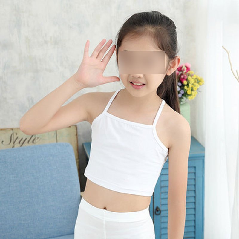 女童文胸抹胸裹胸中大童内衣胸衣儿童吊带小女孩发育期小学生背心简约家居中大童背心 160 白色