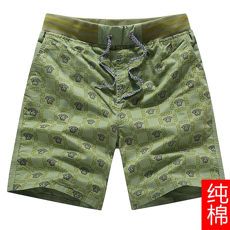 男士五分裤韩版半裤夏季潮流短裤男装裤子 2XL 军绿色