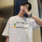 2018夏装新款男五分袖上衣付韩版潮T恤男装 2XL 黑色