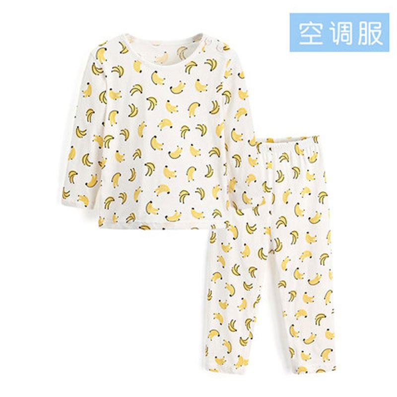 儿童内衣套装睡衣童装夏季两件套男童女宝宝空调服薄简约小清新卡通男女宝两件套 100cm 香蕉【薄款】