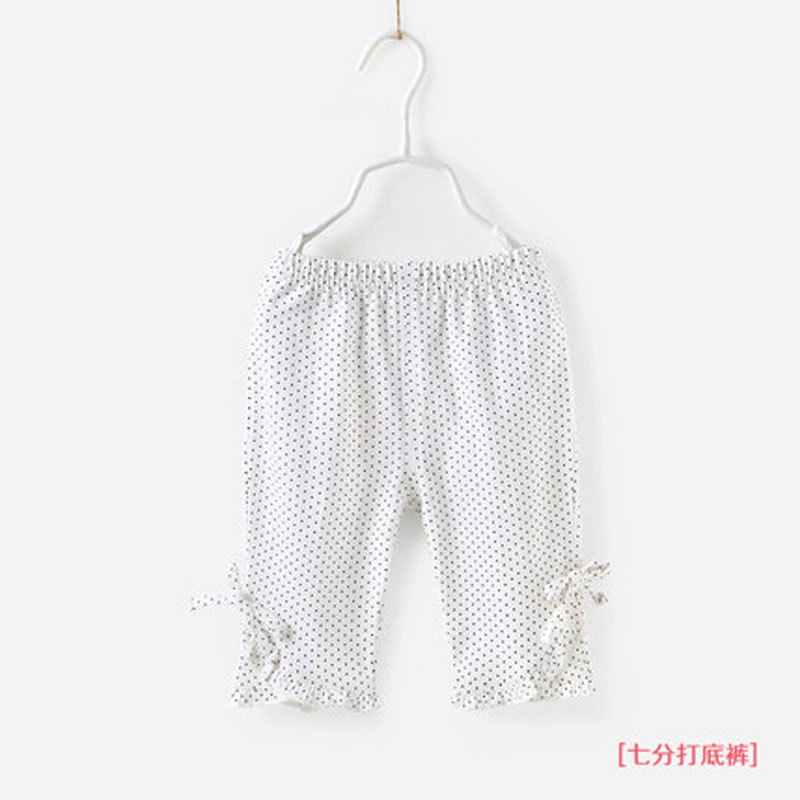 女童七分裤夏薄款1-3-6岁女宝宝裤子夏装小儿童夏季婴儿可爱清新打底裤 婴童服装裤子 110cm 白色圆点-JD62192