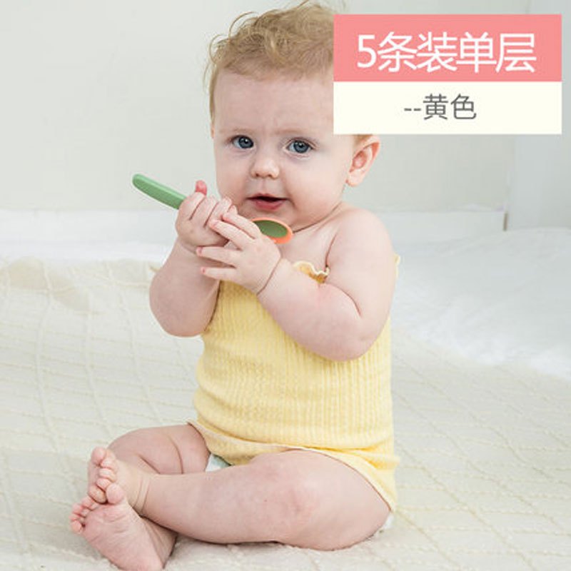 婴儿护肚围男女宝宝护肚围肚兜婴儿护肚脐围新生儿用品护肚脐围四季通用婴童服装肚围 100cm(护肚长24cm【建议0-4岁】 黄色单层（5条装）