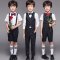 儿童礼服花童演出服短袖马甲套装韩版婚礼钢琴表演合唱通用男童服装简约小清新婴童套装 110cm DX006女童套装