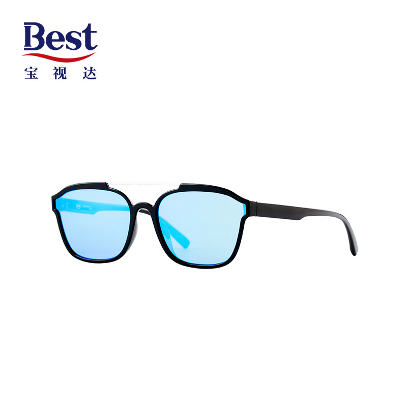 Best宝视达2018新款太阳镜男个性潮人双梁蛤蟆镜潮流时尚驾驶眼镜 C3蓝色
