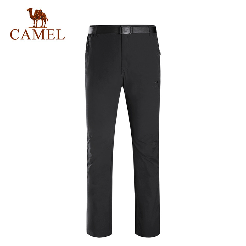 CAMEL骆驼户外速干裤 时尚舒适耐磨透气情侣款速干长裤夏 M A8S2Y5111，黑色，男款