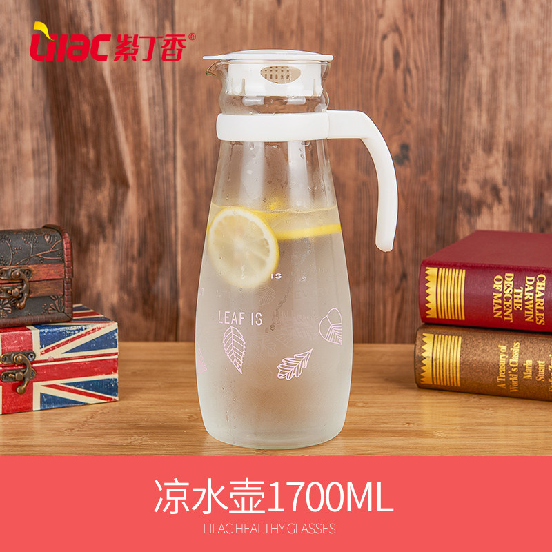 耐热玻璃凉水壶冷水壶大容量开水壶果汁壶水具扎壶家用防爆_3 EJ17白色1700ML